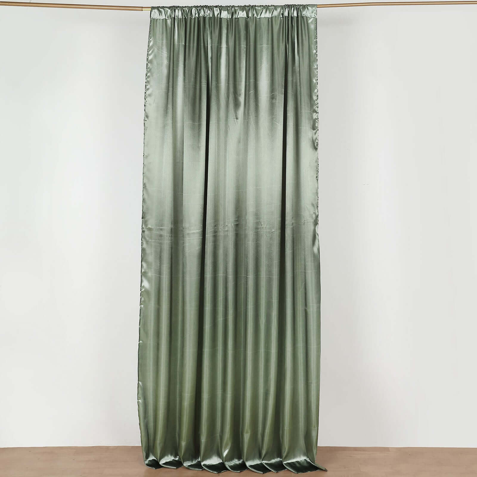 8ftx10ft Dusty Sage Green Satin Event Curtain Drapes, Backdrop Event Panel