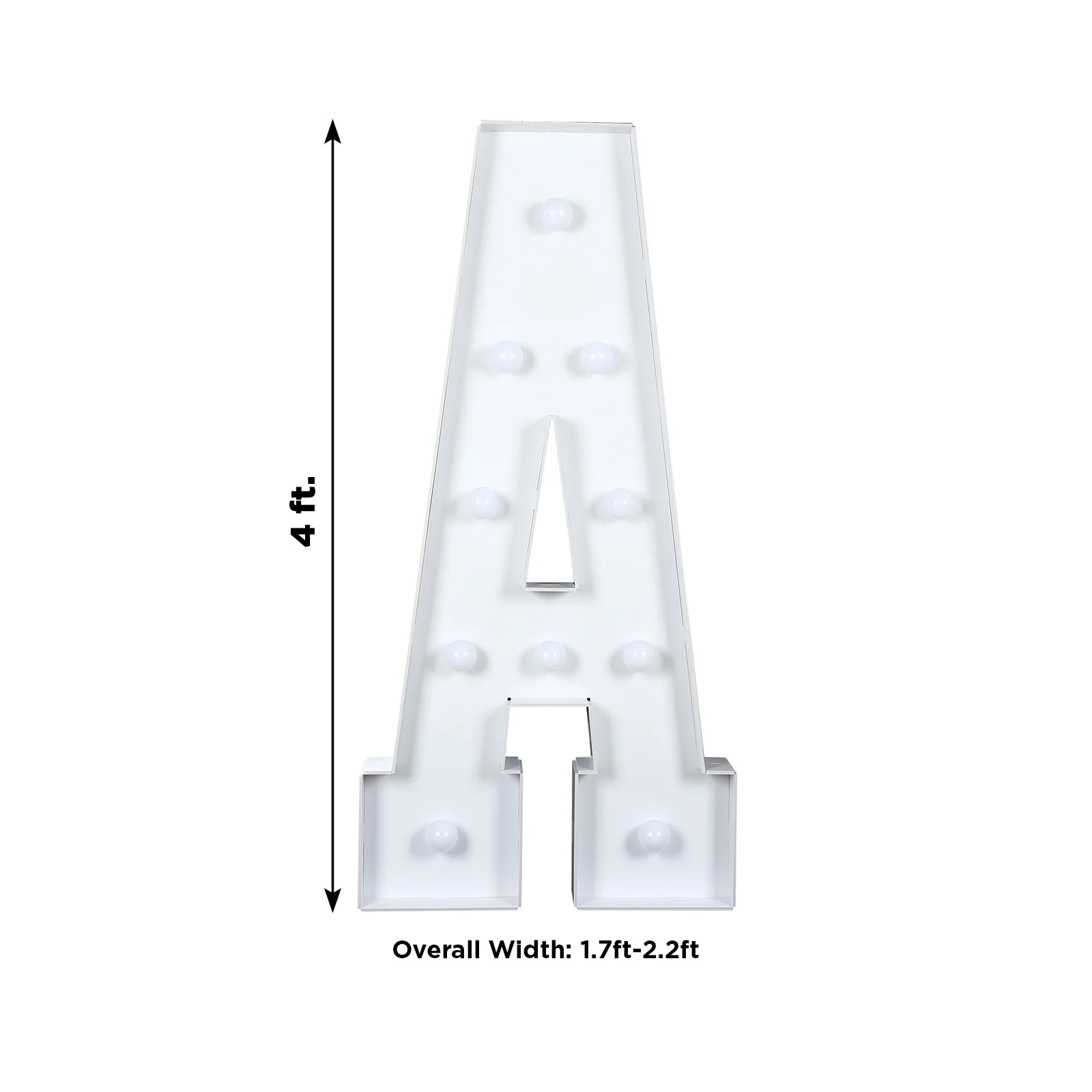 Giant LED Marquee Light Up Letter "A", White 4ft Pre-Cut Foam Board with 10 Warm White Battery Operated LEDs, Glue Gun and Sticks