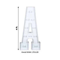 Giant LED Marquee Light Up Letter "A", White 4ft Pre-Cut Foam Board with 10 Warm White Battery Operated LEDs, Glue Gun and Sticks