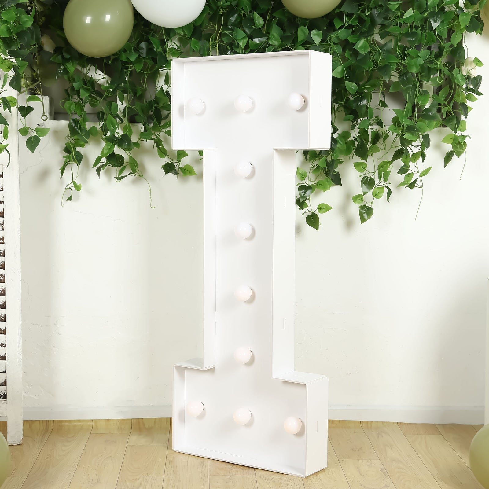 Giant LED Marquee Light Up Letter "I", White 4ft Pre-Cut Foam Board with 10 Warm White Battery Operated LEDs, Glue Gun and Sticks