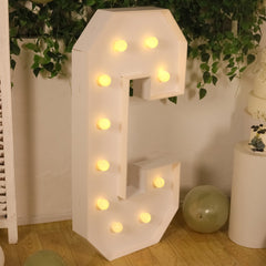 Giant LED Marquee Light Up Letter "C", White 4ft Pre-Cut Foam Board with 10 Warm White Battery Operated LEDs, Glue Gun and Sticks