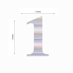 4-Pack Stickers Banner Custom 0-9 Number "1" Design Iridescent - Milestone Age and Date Stick-On Numbers 5"