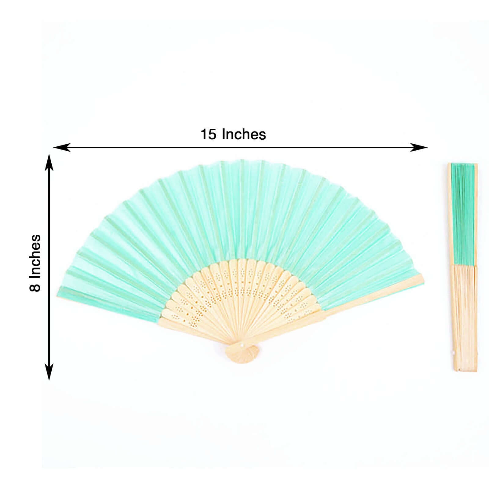 5 Pack Mint Asian Silk Folding Fans Party Favors, Oriental Folding Fan Favors