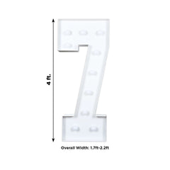 Giant LED Marquee Light Up Number "7", White 4ft Pre-Cut Foam Board with 10 Warm White Battery Operated LEDs, Glue Gun and Sticks