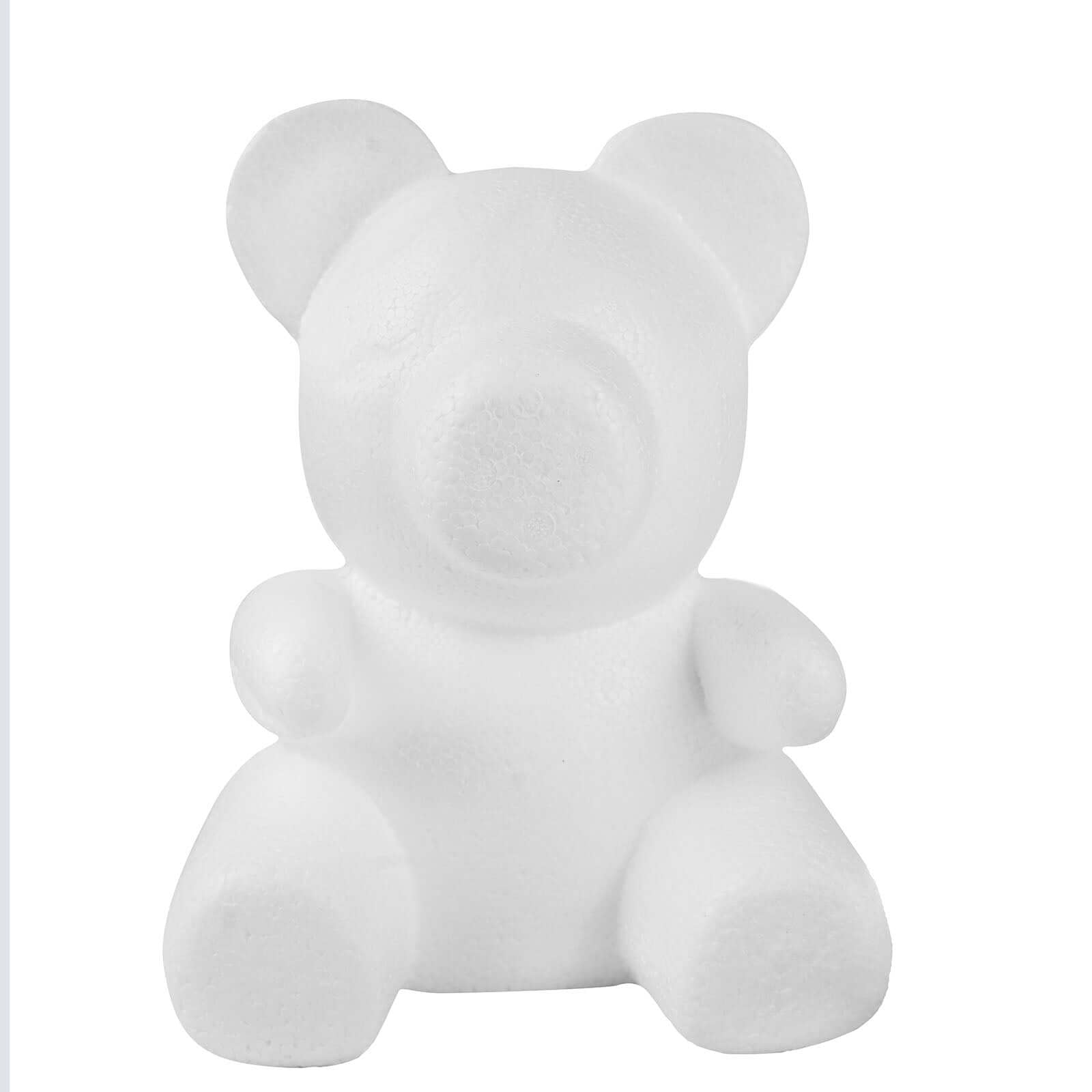 12" DIY White 3D Modeling StyroFoam Bear, Polystyrene Craft Foam Animal