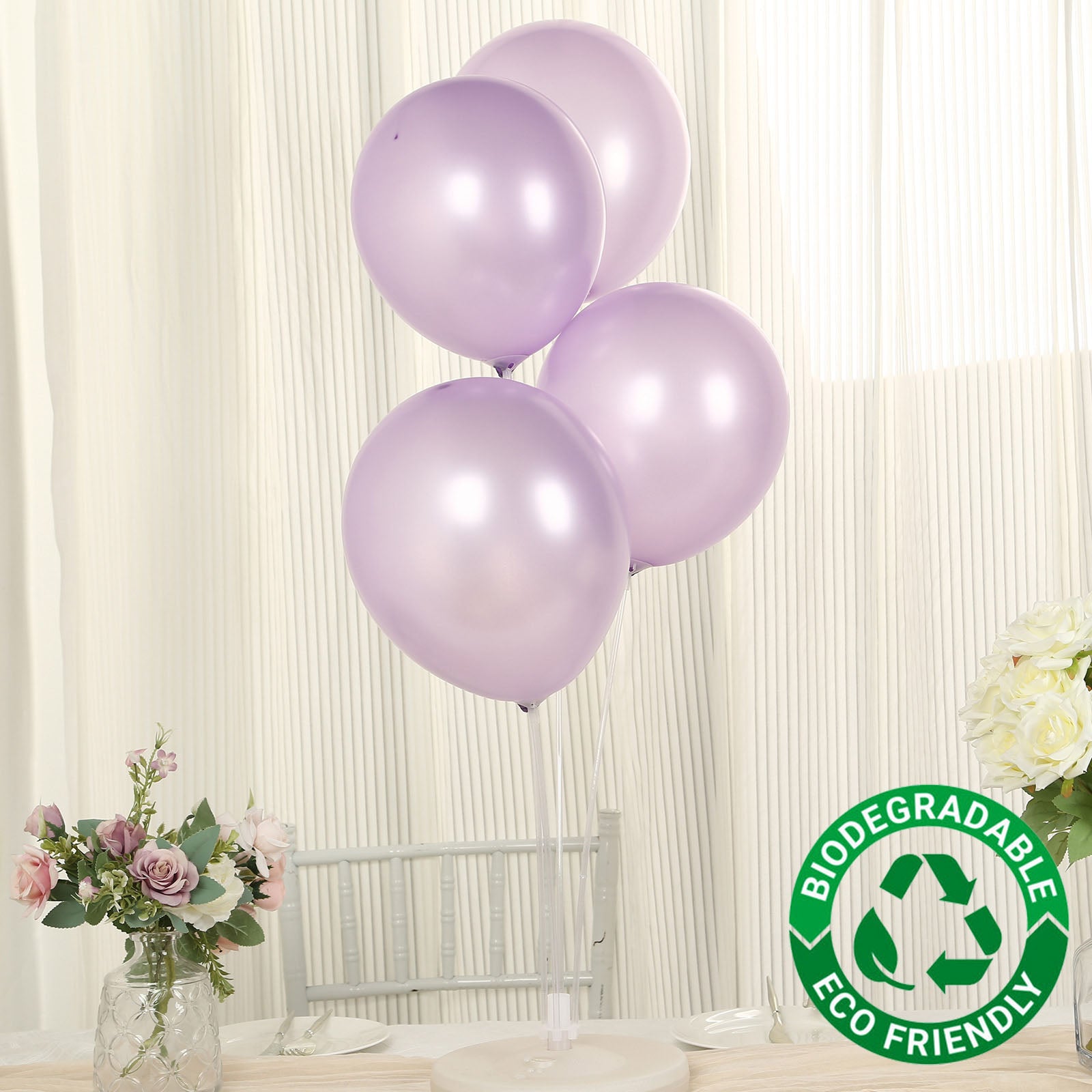 50 Pack Lavender Lilac Biodegradable Balloons, 12" Thickened Extra Strong Eco-friendly Latex Helium Party Balloons