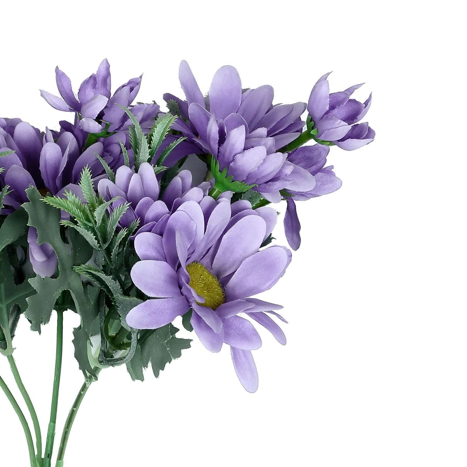 4 Bushes 11" Lavender Lilac Artificial Silk Daisy Flower Bouquet Branches