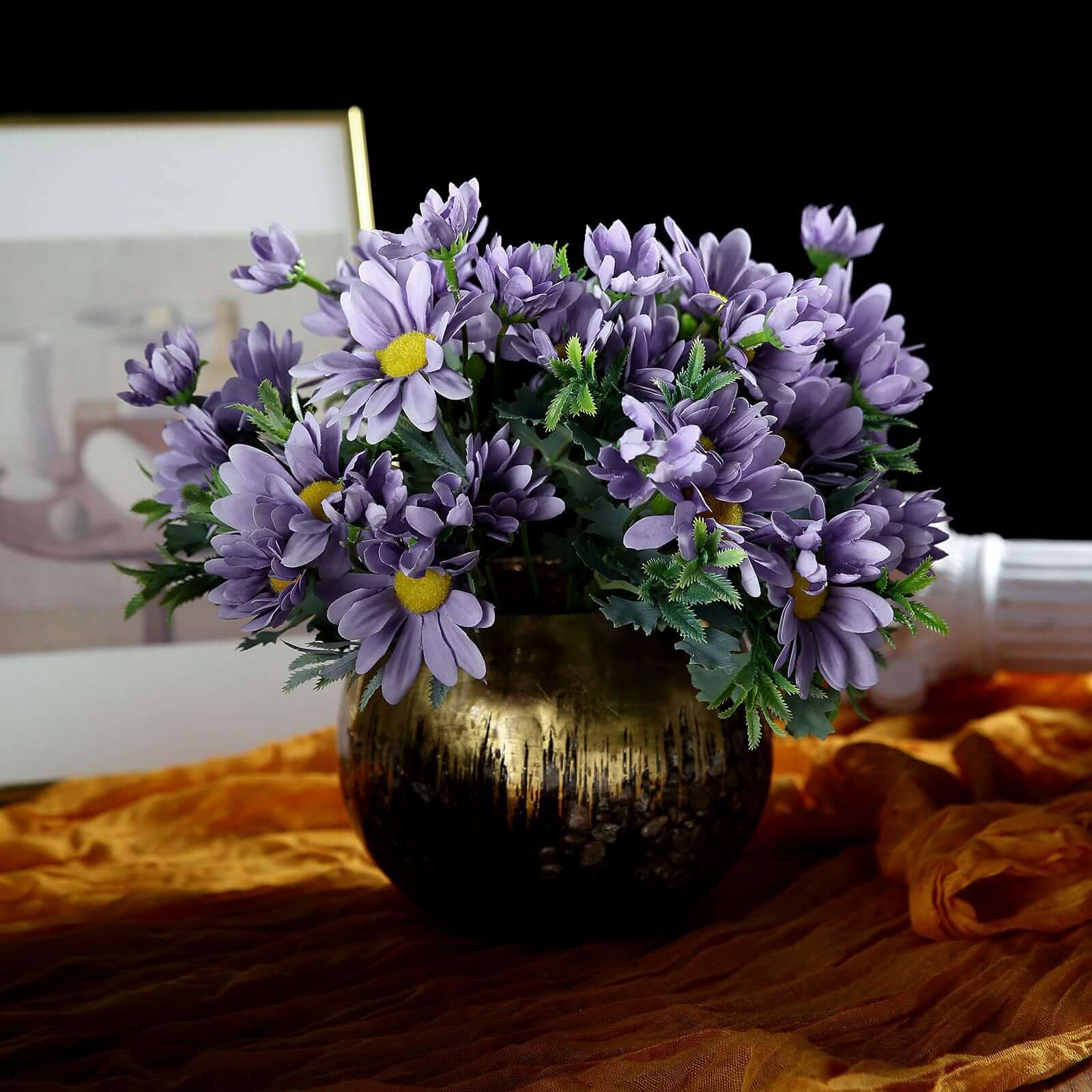 4 Bushes 11" Lavender Lilac Artificial Silk Daisy Flower Bouquet Branches