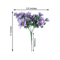 4 Bushes 11" Lavender Lilac Artificial Silk Daisy Flower Bouquet Branches