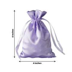 12 Pack 4"x6" Lavender Lilac Satin Drawstring Wedding Party Favor Gift Bags
