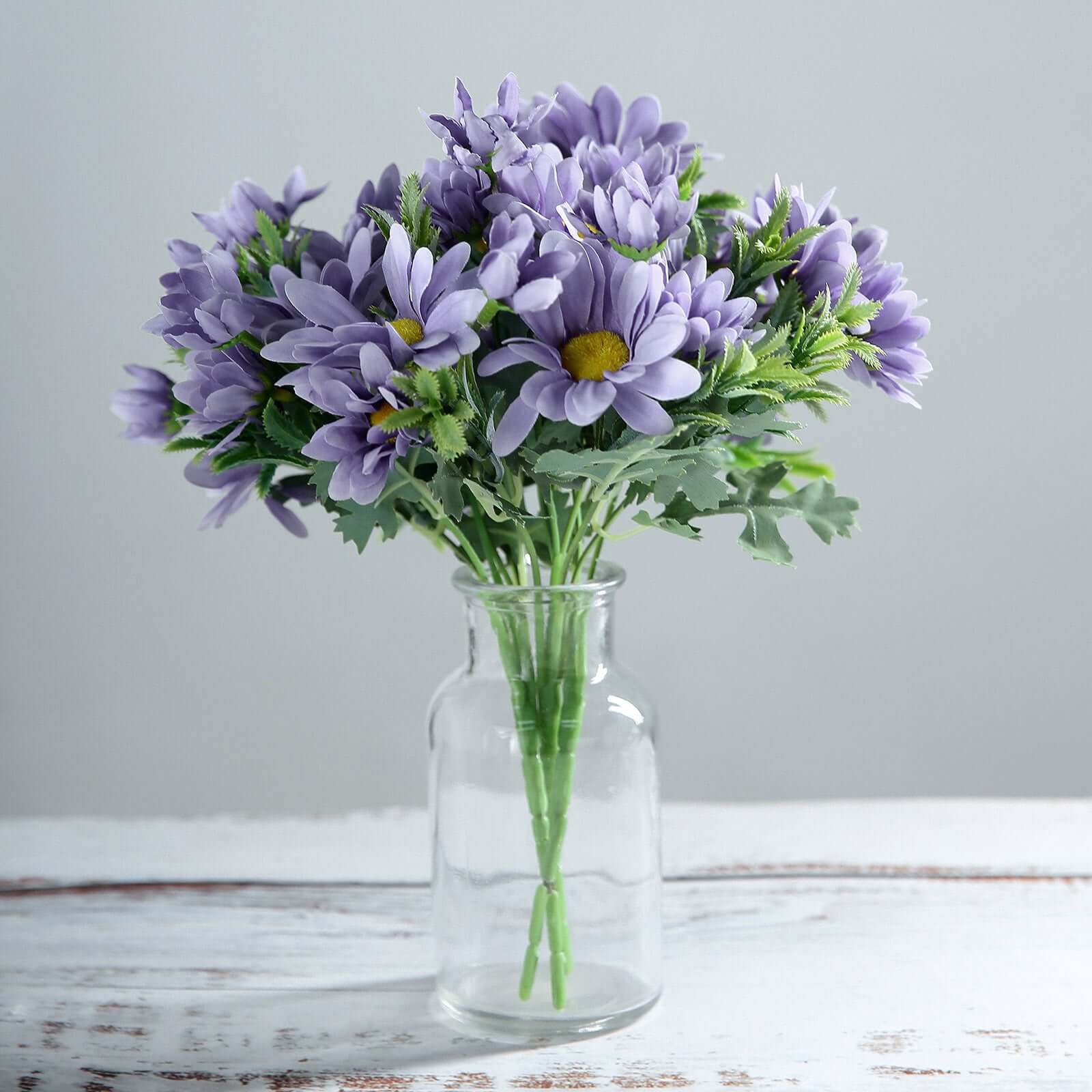 4 Bushes 11" Lavender Lilac Artificial Silk Daisy Flower Bouquet Branches