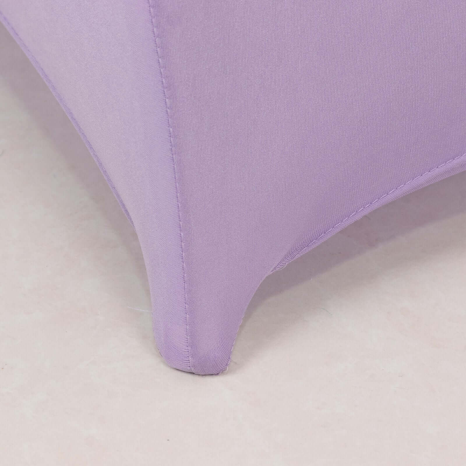 Stretch Spandex Chair Cover Lavender Lilac for Folding Chairs - Secure Fit Slipcover with Silver Rhinestone Buckled Sash Band