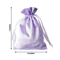 12 Pack 5"x7" Lavender Lilac Satin Drawstring Wedding Party Favor Gift Bags