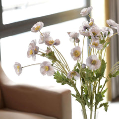 2 Stems 33" Lavender Lilac Artificial Poppy Silk Flowers, Faux Poppies Bouquet Centerpiece Decor