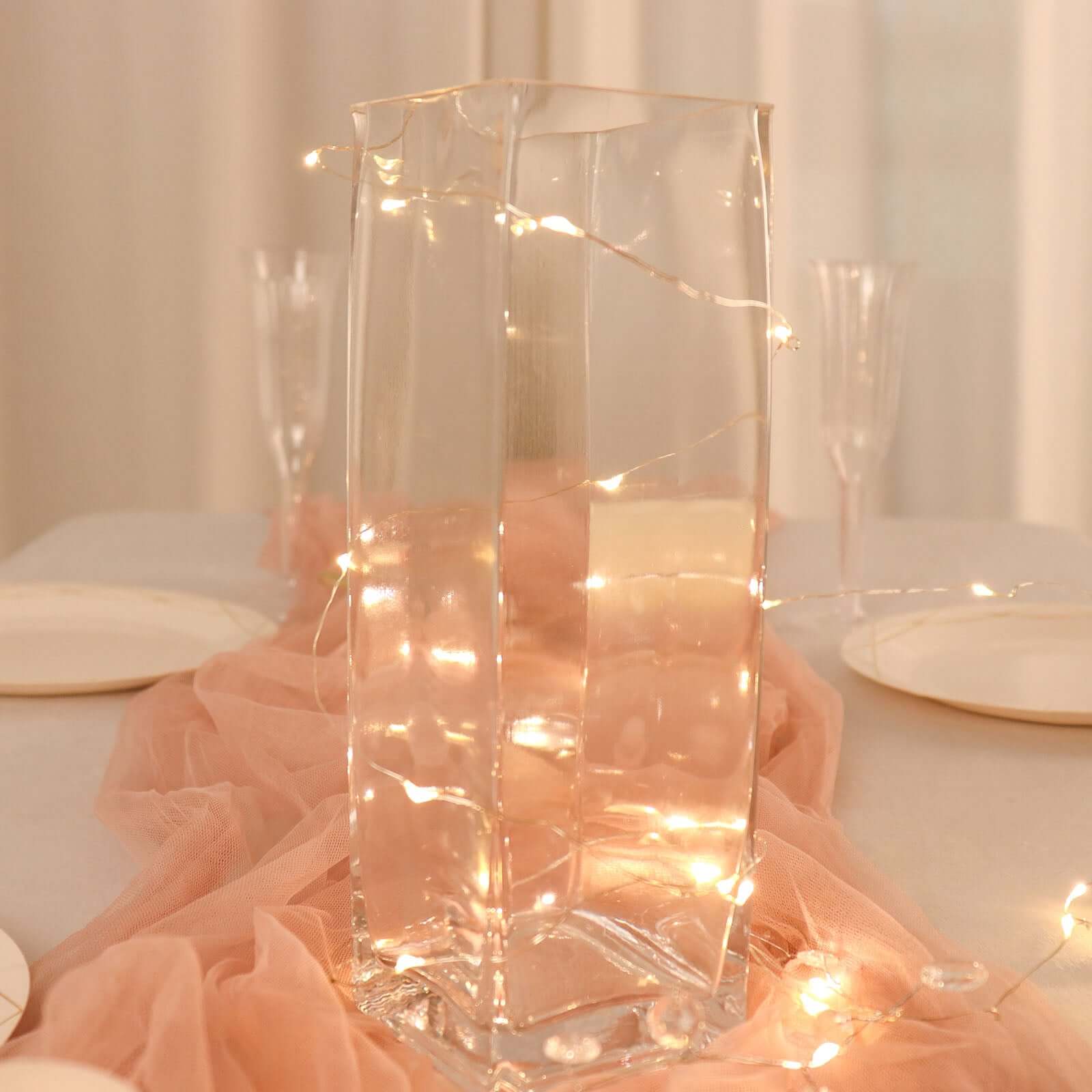12-Pack Glass Cylinder Vases Square Clear - Durable Heavy Duty Floral Centerpieces for Weddings 10"
