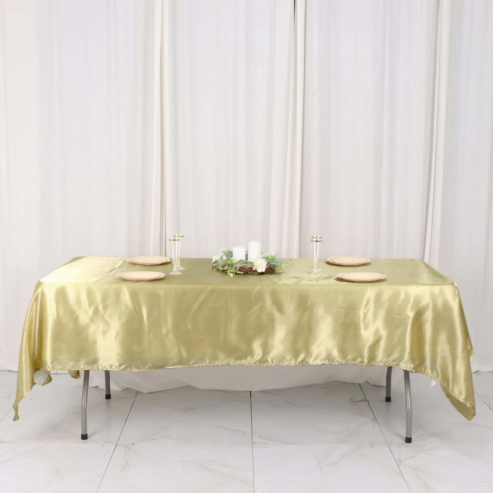 Satin Rectangular 60"x102" Tablecloth Champagne - Smooth and Lustrous Table Cover