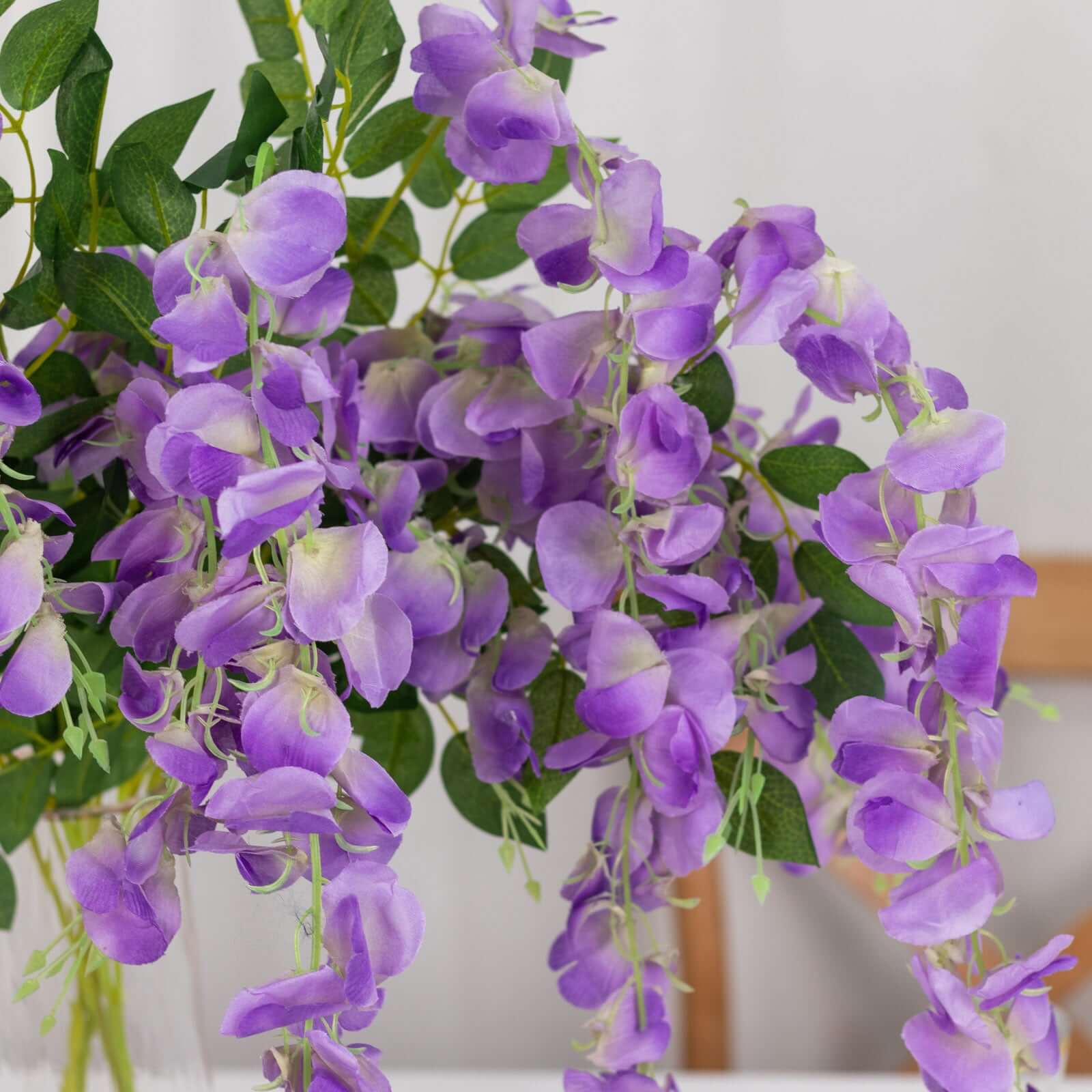 5 Pack 44" Silk Hanging Wisteria Flower Garland Vines in Purple, 3 Strands in 1 Bush