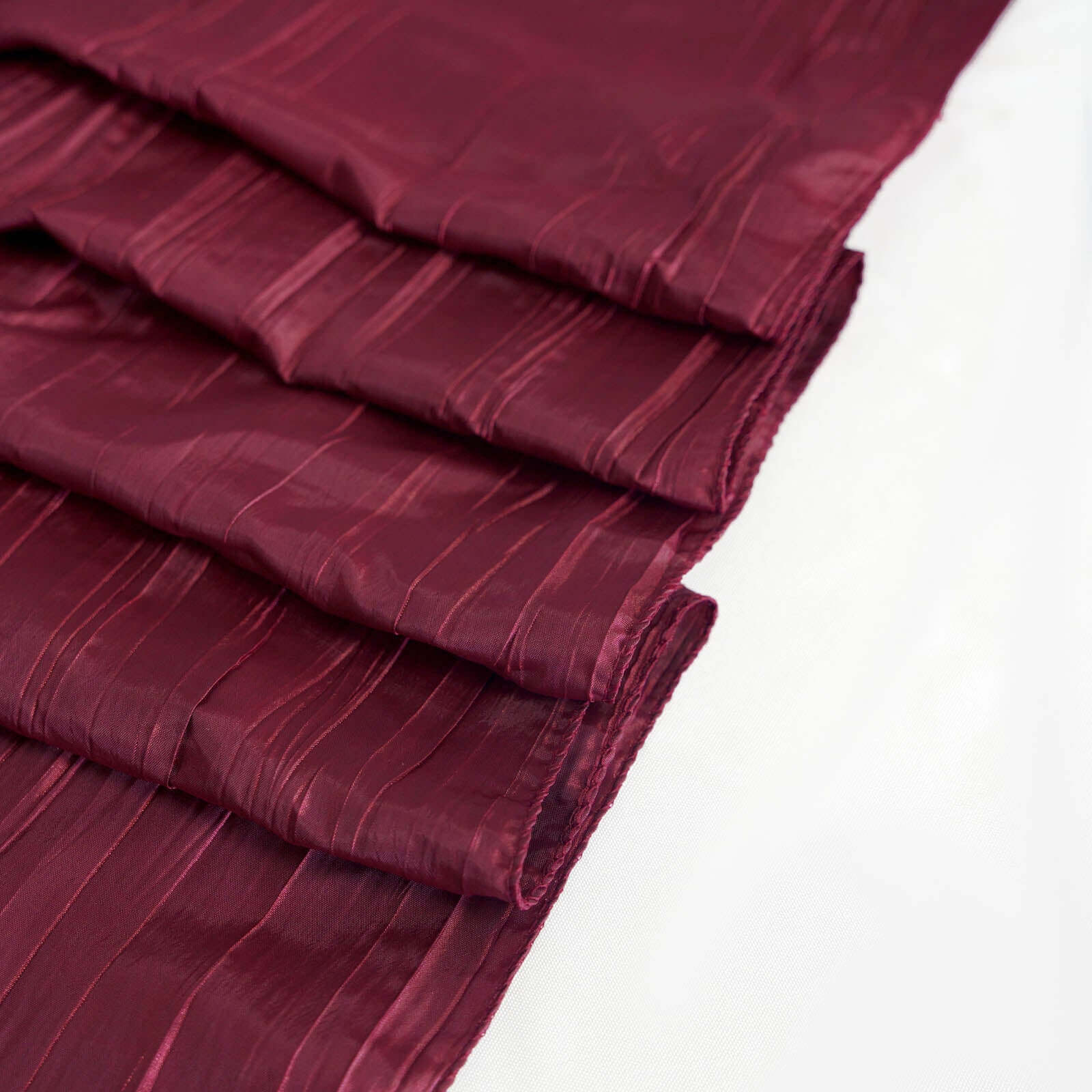 Taffeta 90"x132" Rectangle Tablecloth Burgundy - Seamless Accordion Crinkle Table Cover