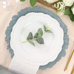 6-Pack Acrylic Plastic Round Charger Plates 13" in Dusty Blue with Reef Design, Dinner Charger Tableware