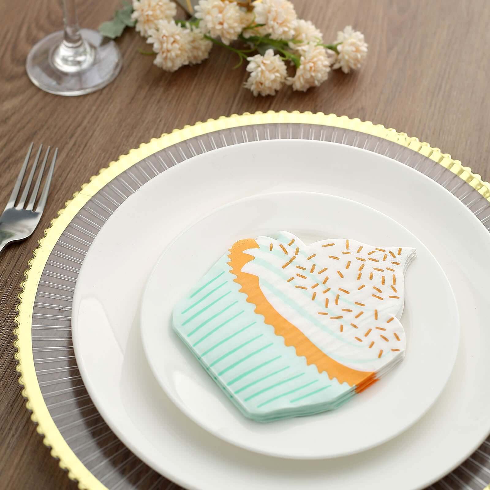 20-Pack Paper Cocktail Napkins with Cupcake Design - Fun Disposable Beverage Napkins for Events 11"x9"