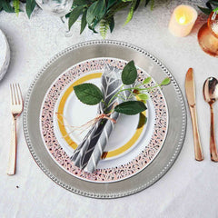 6-Pack Acrylic Round Charger Plates 13" in Silver with Beaded Rim, Dinner Charger Event Tabletop Decor
