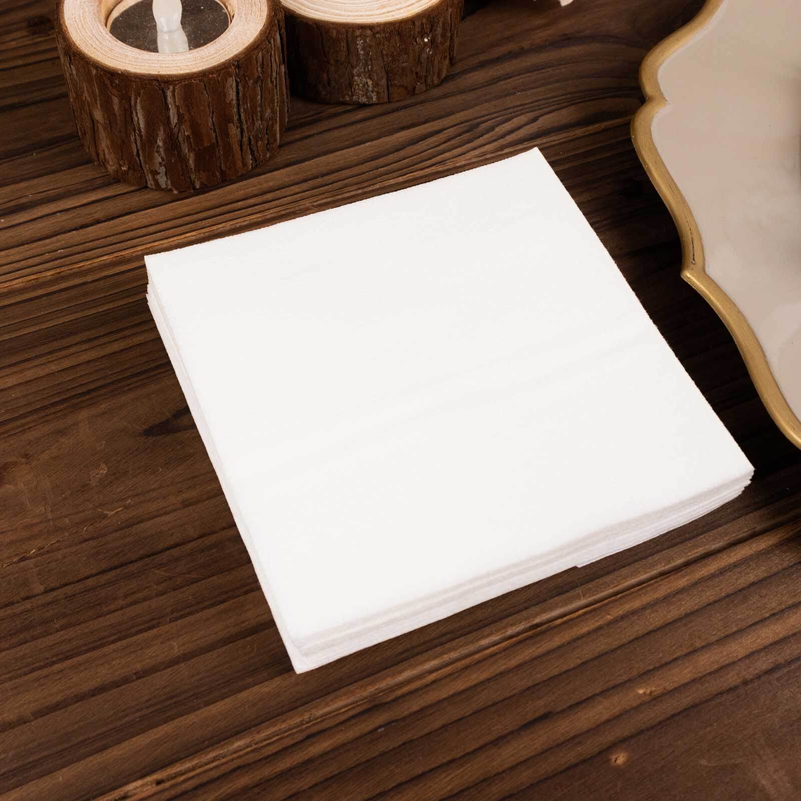 20-Pack Paper Linen-Like Cocktail Napkins White - Disposable 5"x5" Airlaid Soft Napkins for Events