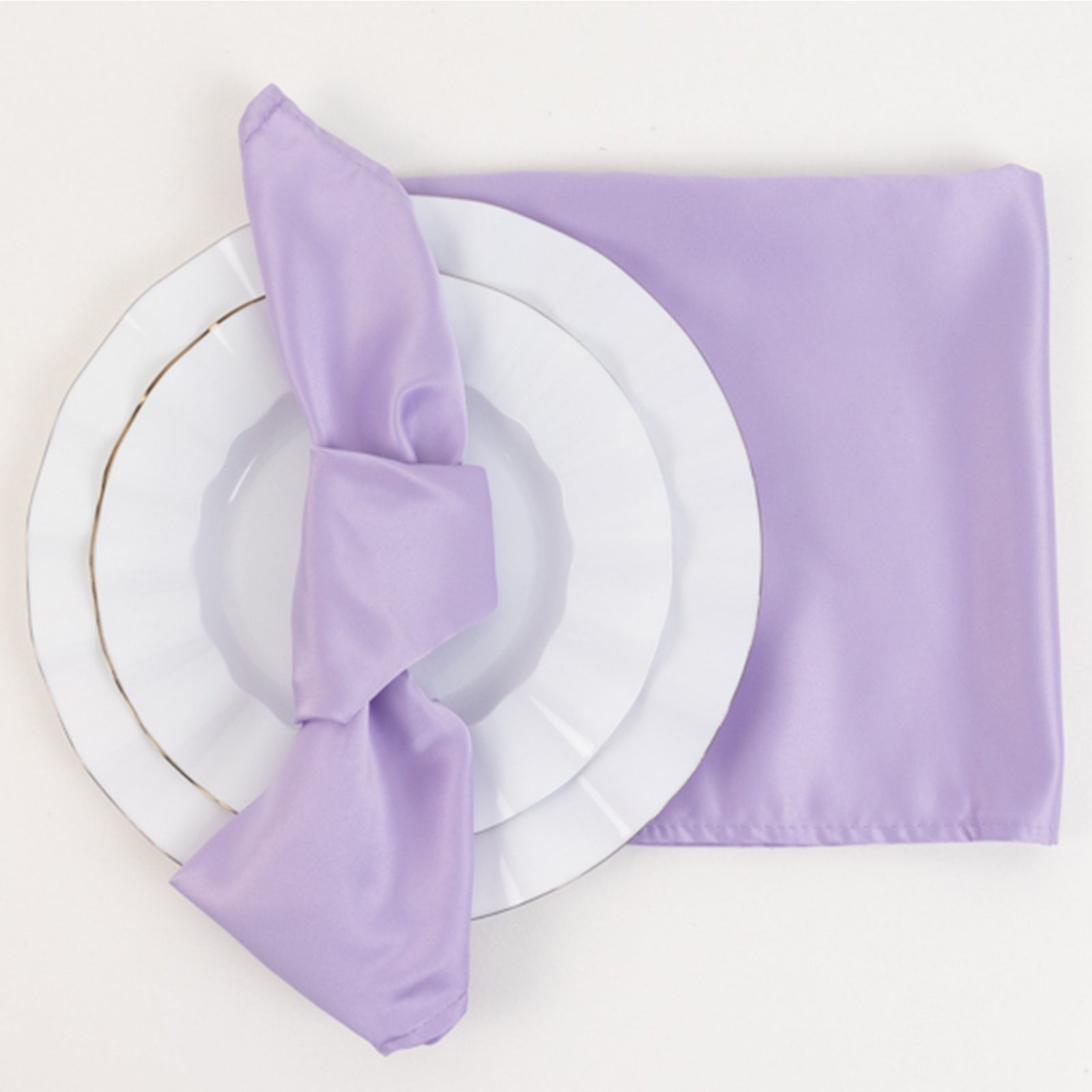 5 Pack Lamour Satin 20"x20" Napkins Lavender - Soft Matte Finish Dinner Napkins