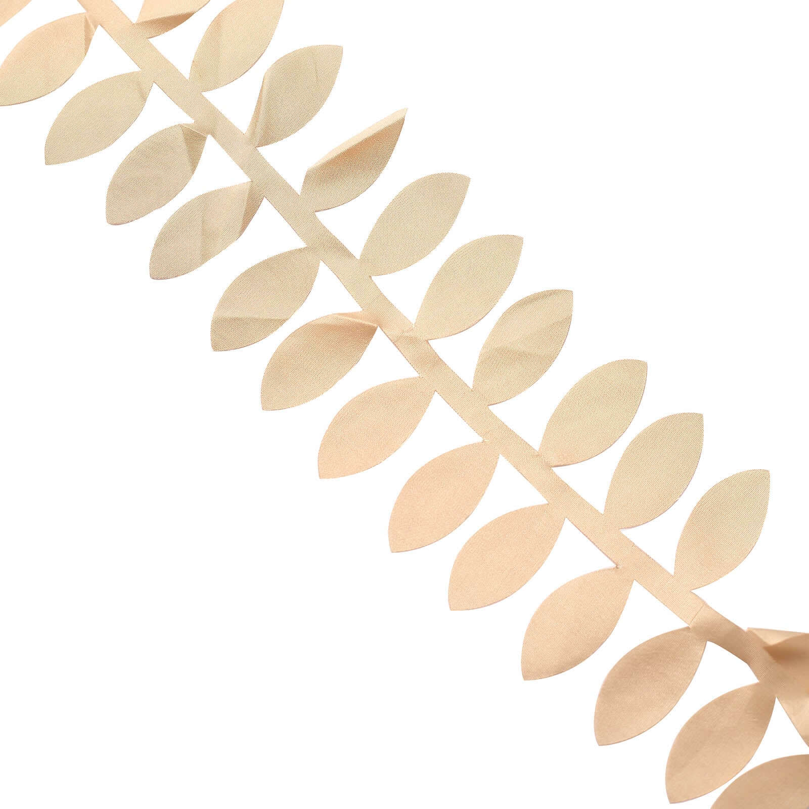 Taffeta Ribbon Sash with 4" Leaf Petal Design Champagne 50ft - Sophisticated Artificial Fabric Garland