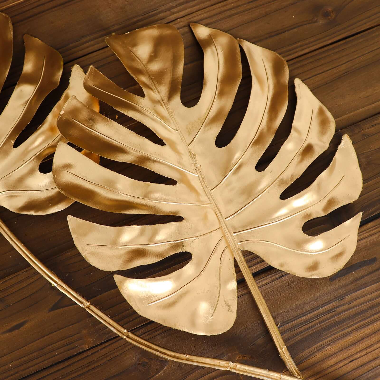 3 Pack 29" Metallic Gold Artificial Monstera Leaf Stems, Faux Palm Leaves, Tropical Floral Arrangements, Faux Plant Vase Filler