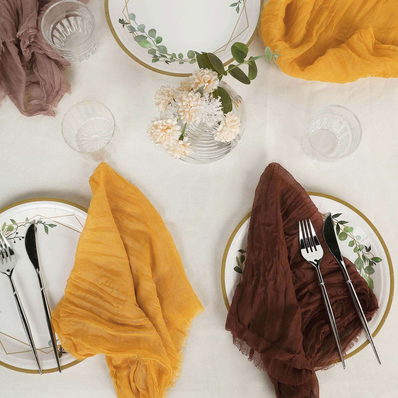 5 Pack Gauze Cheesecloth 24"x19" Napkins Mustard Yellow Reusable Dinner Napkins