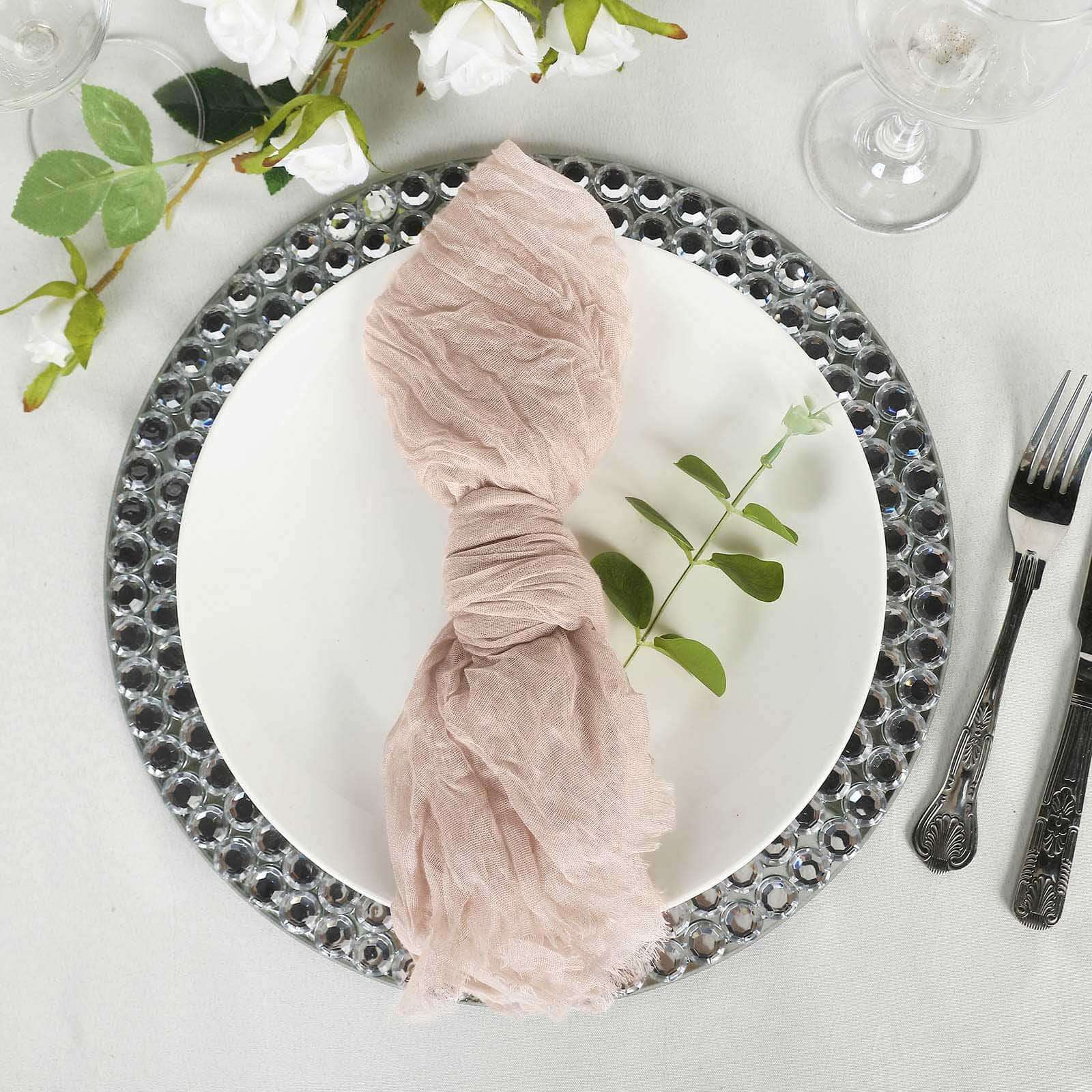 5 Pack Gauze Cheesecloth 24"x19" Napkins Nude Beige Reusable Dinner Napkins