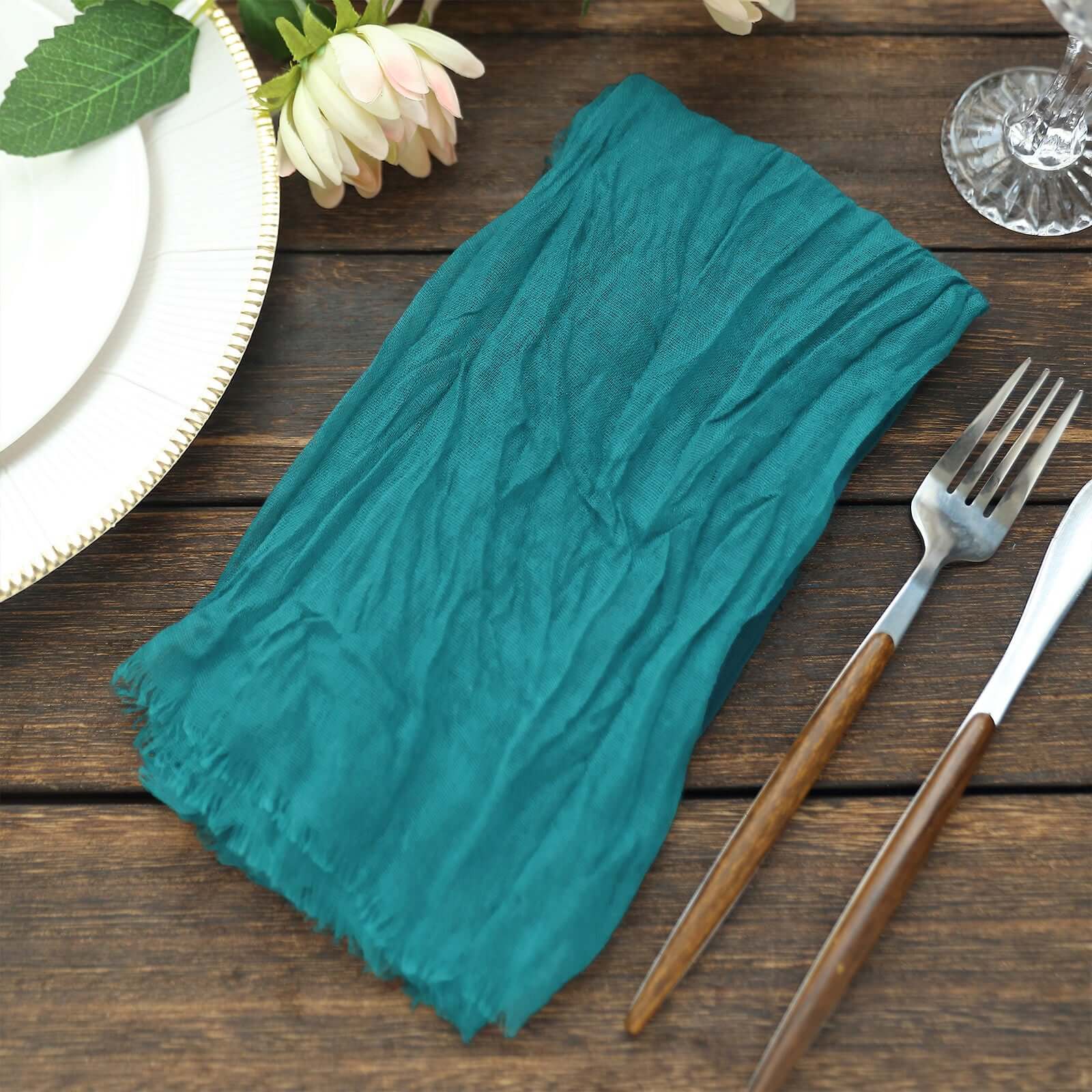 5 Pack Gauze Cheesecloth 24"x19" Napkins Peacock Teal Reusable Dinner Napkins