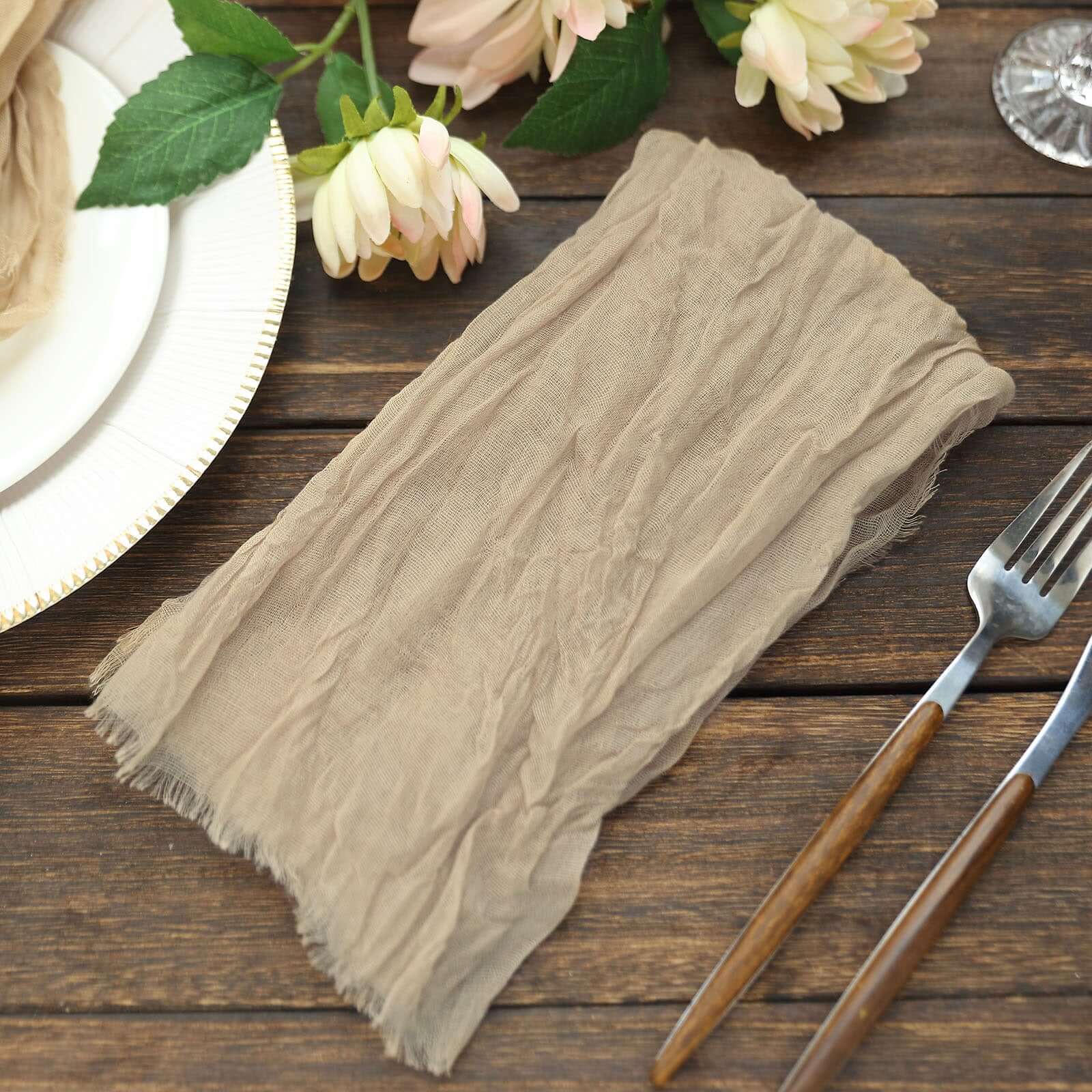 5 Pack Gauze Cheesecloth 24"x19" Napkins Beige Reusable Dinner Napkins