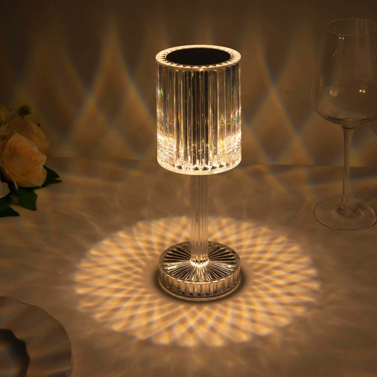 LED Acrylic Table Lamp Cylinder Design Color Changing - Rechargeable Cordless RGB Touch Control Light 10"