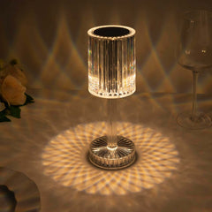 LED Acrylic Table Lamp Cylinder Design Color Changing - Rechargeable Cordless RGB Touch Control Light 10"