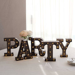 LED Marquee Letter "T" Industrial Style Antique Black - Light-Up Alphabet Sign for Weddings & Displays 9"