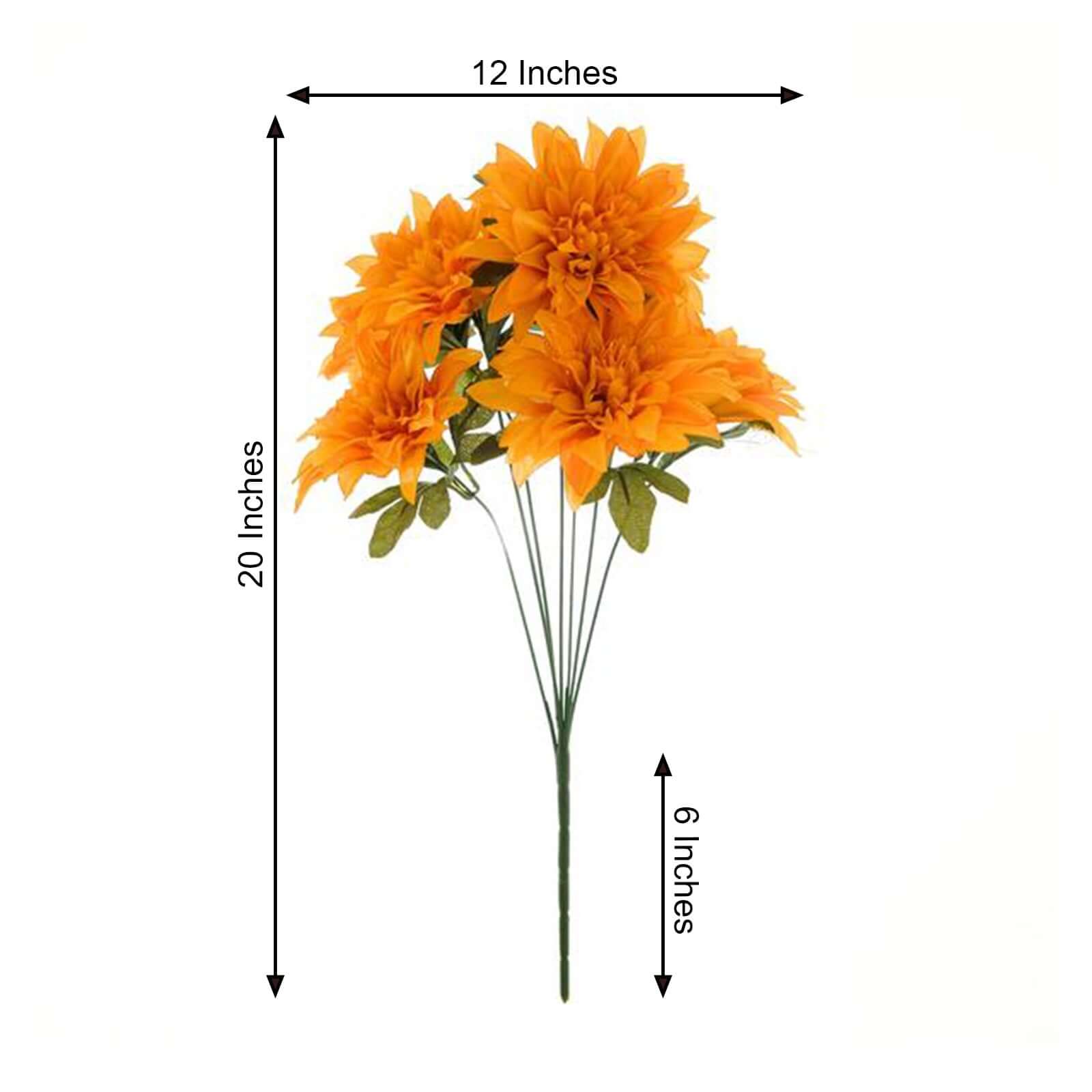 2 Bouquets 20" Orange Artificial Silk Dahlia Flower Spray Bushes