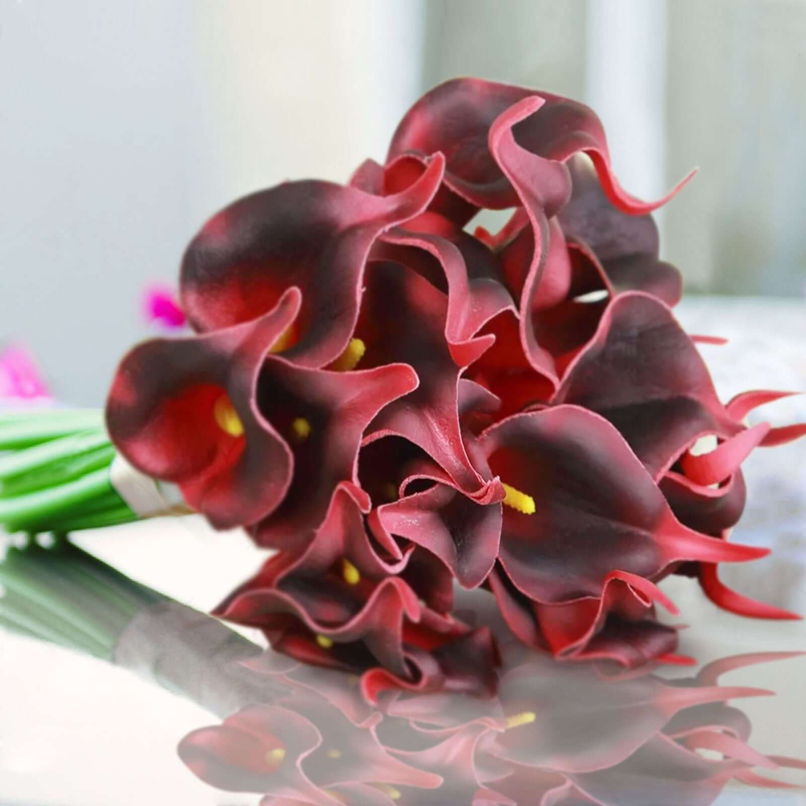 20 Stems 14" Burgundy Artificial Poly Foam Calla Lily Flowers