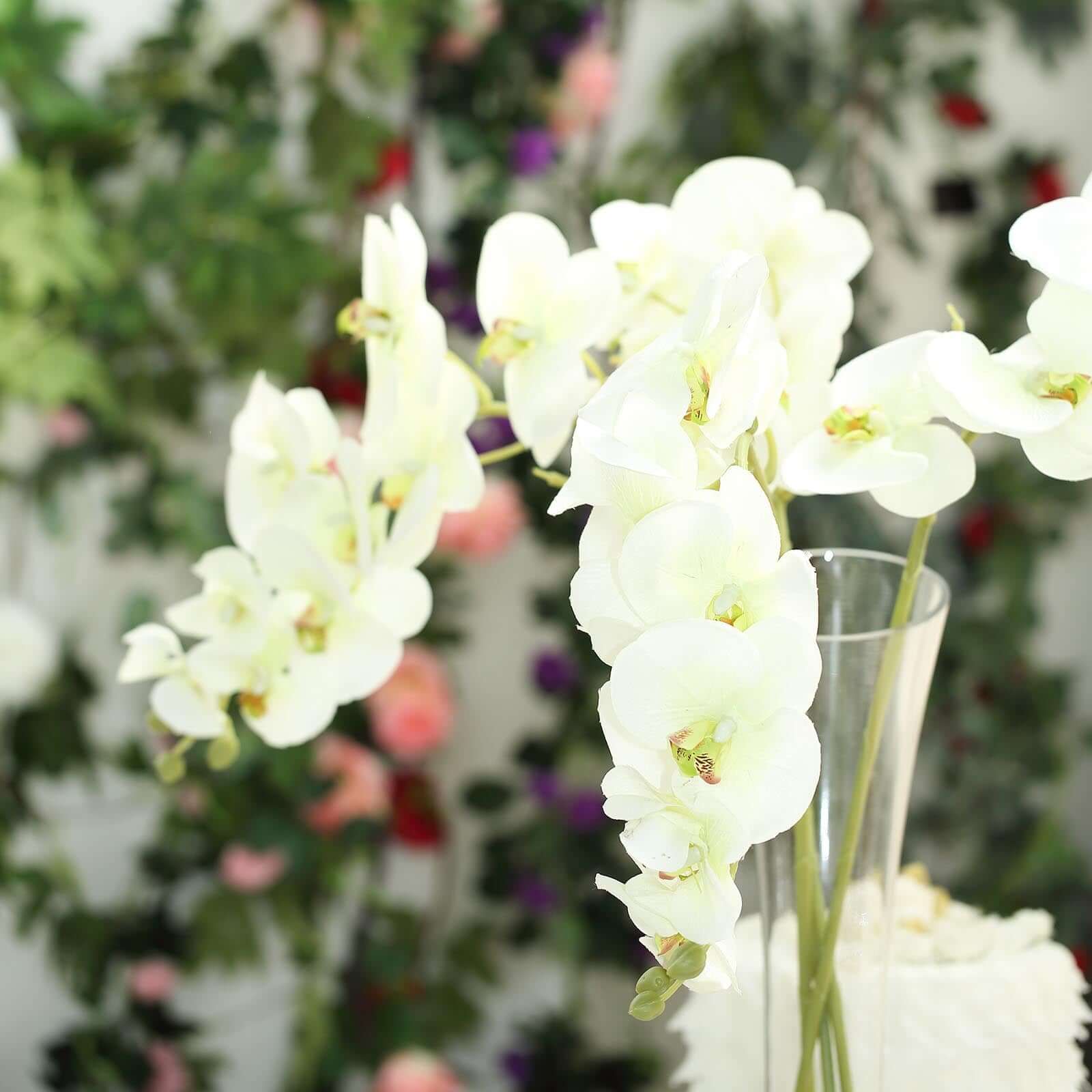 2 Stems 40" Tall Cream Artificial Silk Orchid Flower Bouquets