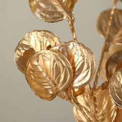 2-Pack Artificial Round Eucalyptus Leaf Branches Metallic Gold - Lifelike Faux Stems for Modern Centerpieces & Floral Arrangements 27"