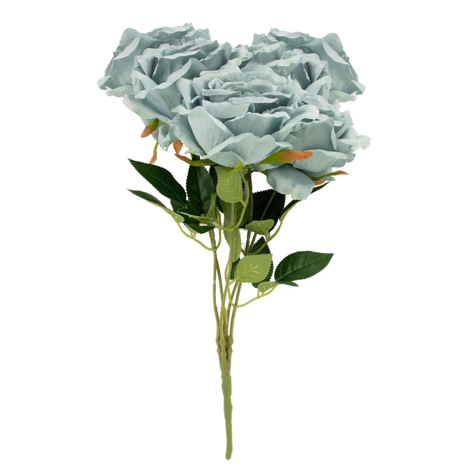 2 Bushes 17" Dusty Blue Premium Silk Jumbo Rose Flower Bouquet, High Quality Artificial Wedding Floral Arrangements