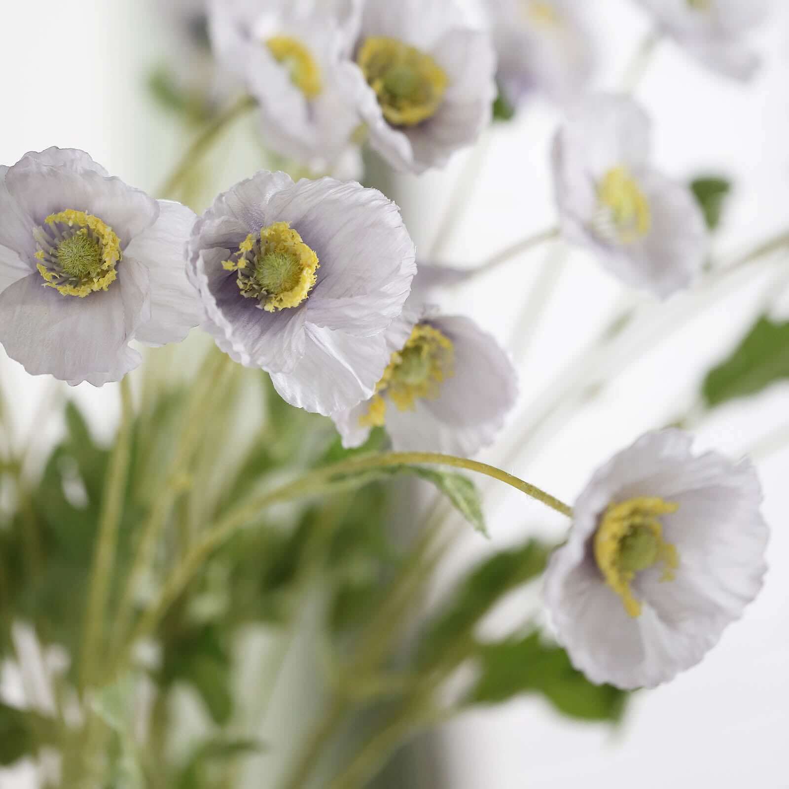 2 Stems 33" Lavender Lilac Artificial Poppy Silk Flowers, Faux Poppies Bouquet Centerpiece Decor