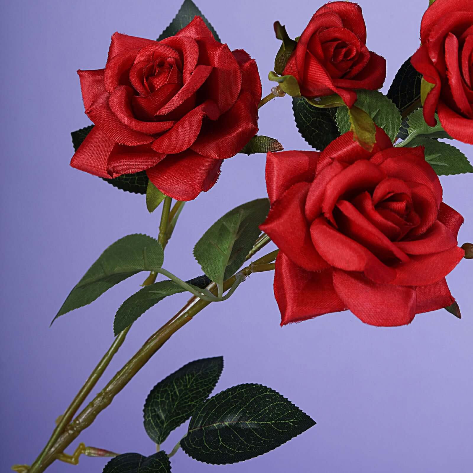 2 Stems 38" Tall Artificial Red Rose Bouquet, Realistic Silk Flower Arrangements