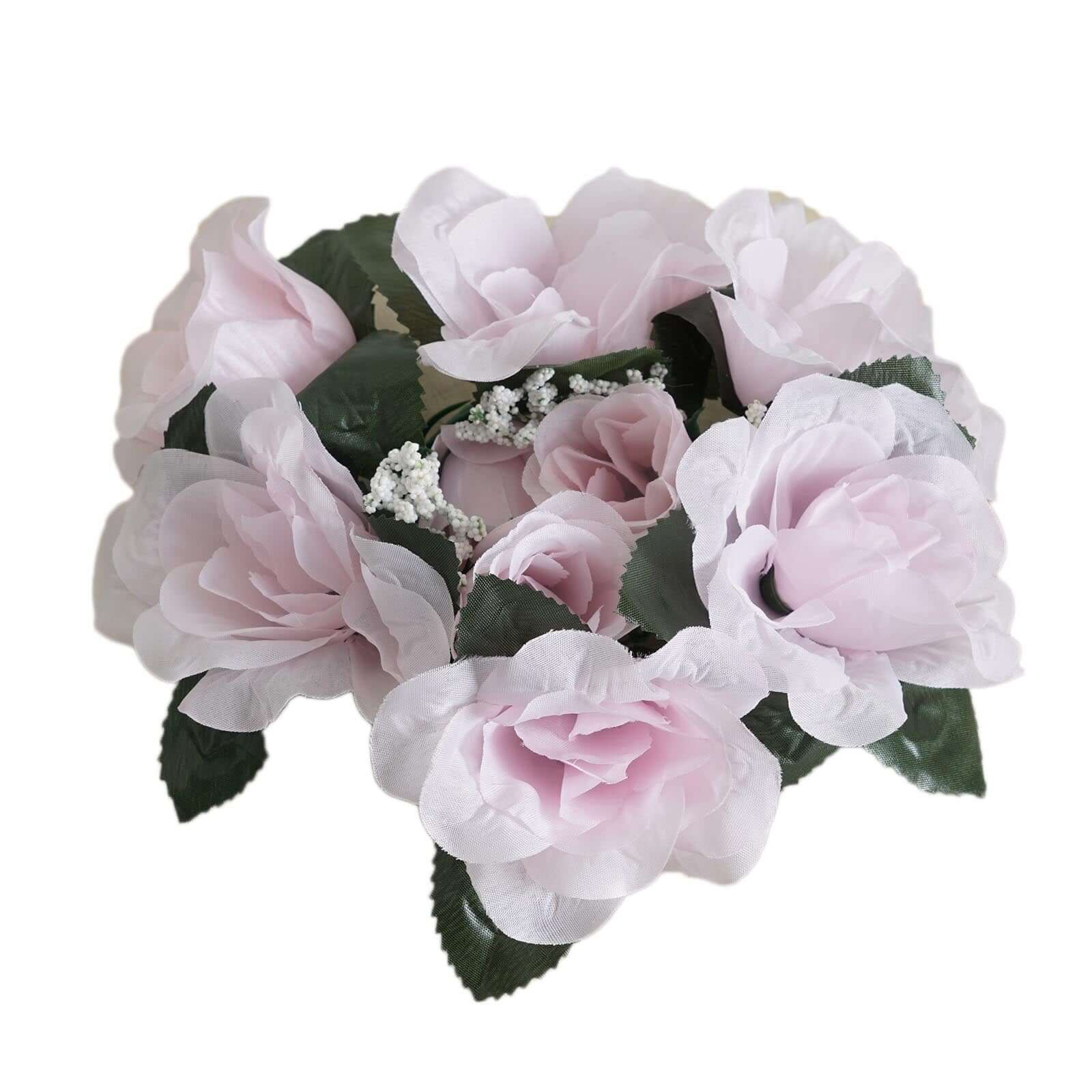 4 Pack 3" Blush Artificial Silk Rose Flower Candle Ring Wreaths