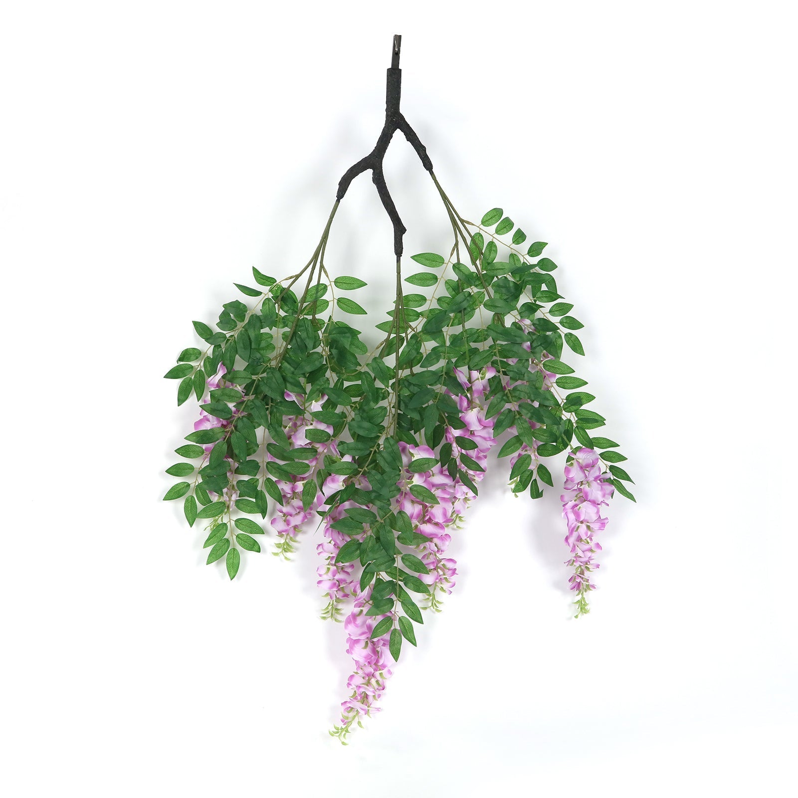 55" Artificial Silk Wisteria Vine Round Hanging Canopy in Lavender Lilac, Draping Garland Flower Chandelier With Interchangeable Branches