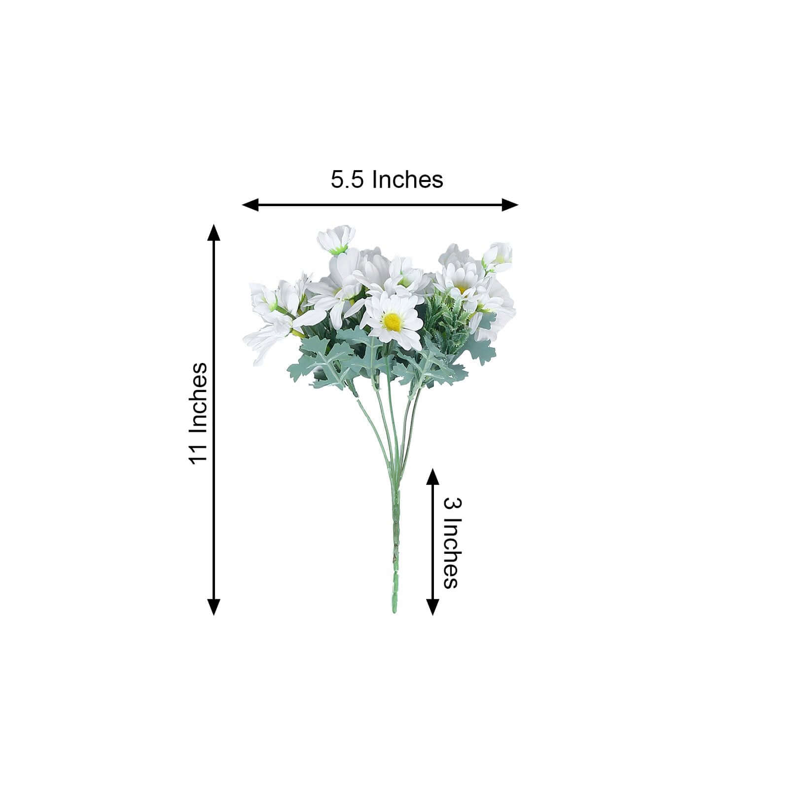 4 Bushes 11" White Artificial Silk Daisy Flower Bouquet Branches