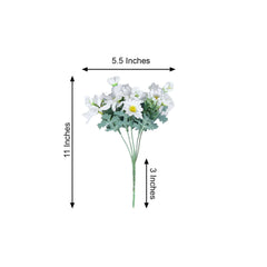 4 Bushes 11" White Artificial Silk Daisy Flower Bouquet Branches