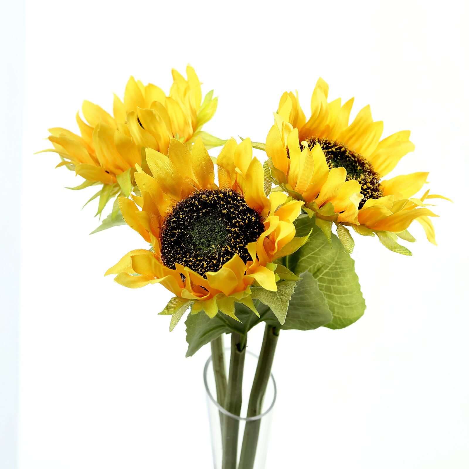3 Stems 17" Yellow Artificial Silk Sunflower Flower Bouquet Branches