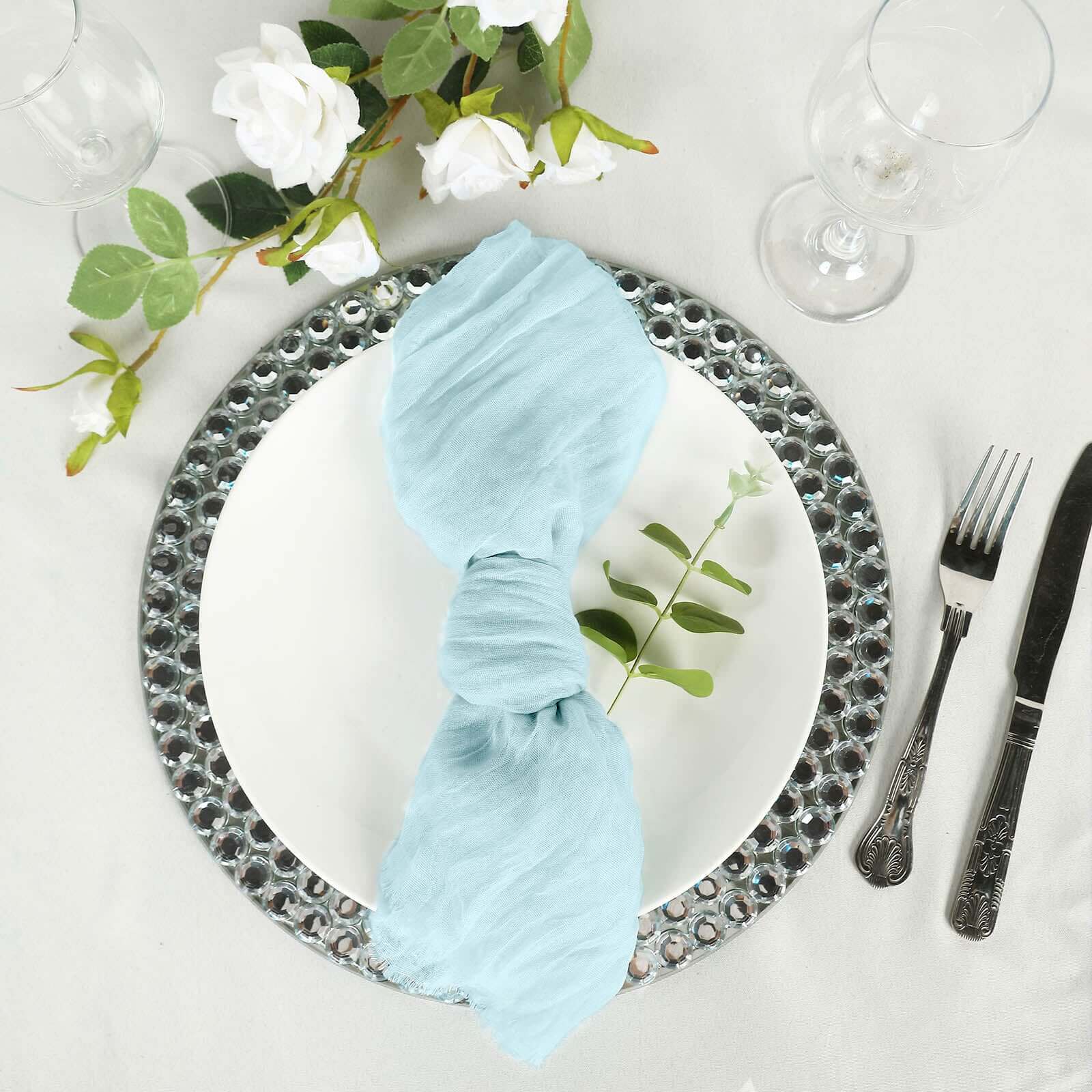 5 Pack Gauze Cheesecloth 24"x19" Napkins Light Blue Reusable Dinner Napkins