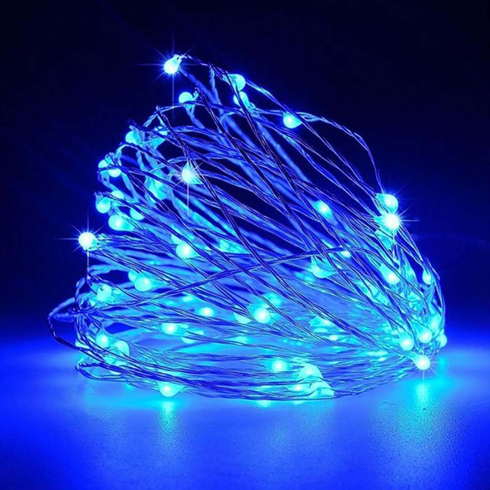 20 LED Micro Fairy String Lights Starry Bright Design Light Blue - Battery Operated Party Accent 90"